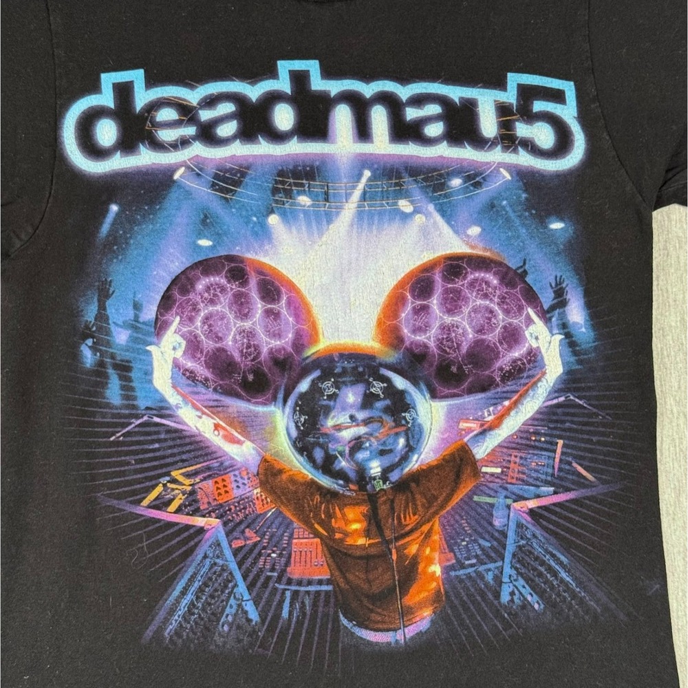 Deadmau5‎ Graphic T Shirt Black Neon DJ EDM Rave Tee Tultex Size XS